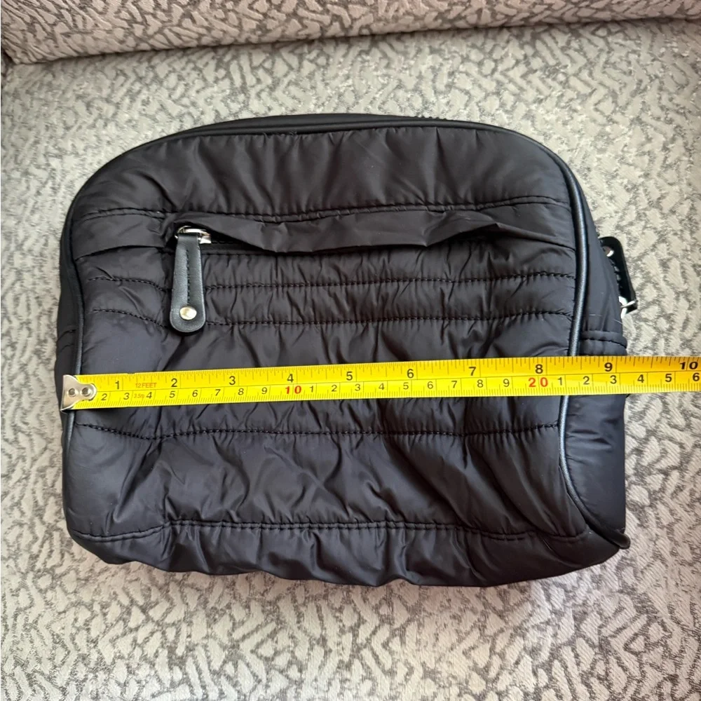 Sandra Roberts Squared Black Quilted Makeup Bag